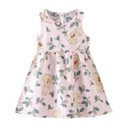 Qingpeng Clearance Toddler Girls Sleeveless Dresses Baby Girls Cute Print Summer Dress Spring Sundress